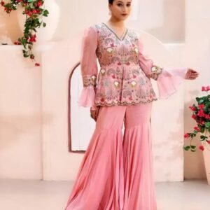 Babypink sharara set embroided sharara
